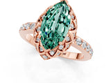 Rose gold Marquise Cut Green Sapphire Scalloped Halo Engagement Ring with Round Shared Prong Band_13