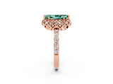 Rose gold Marquise Cut Green Sapphire Scalloped Halo Engagement Ring with Round Shared Prong Band_14
