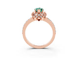 Rose gold Marquise Cut Green Sapphire Scalloped Halo Engagement Ring with Round Shared Prong Band_15