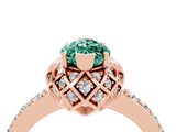 Rose gold Marquise Cut Green Sapphire Scalloped Halo Engagement Ring with Round Shared Prong Band_16