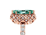 Rose gold Marquise Cut Green Sapphire Scalloped Halo Engagement Ring with Round Shared Prong Band_17