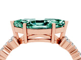 Rose gold Marquise Cut Green Sapphire Scattered Round Accent Ring with Prong Setting_16