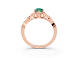 Rose gold Marquise Cut Green Sapphire Solitaire Celtic Knot Ring with Four-Prong Setting_15