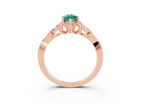 Rose gold Marquise Cut Green Sapphire Solitaire Celtic Knot Ring with Four-Prong Setting_15
