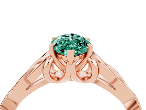 Rose gold Marquise Cut Green Sapphire Solitaire Celtic Knot Ring with Four-Prong Setting_16