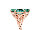 Rose gold Marquise Cut Green Sapphire Solitaire Celtic Knot Ring with Four-Prong Setting_17