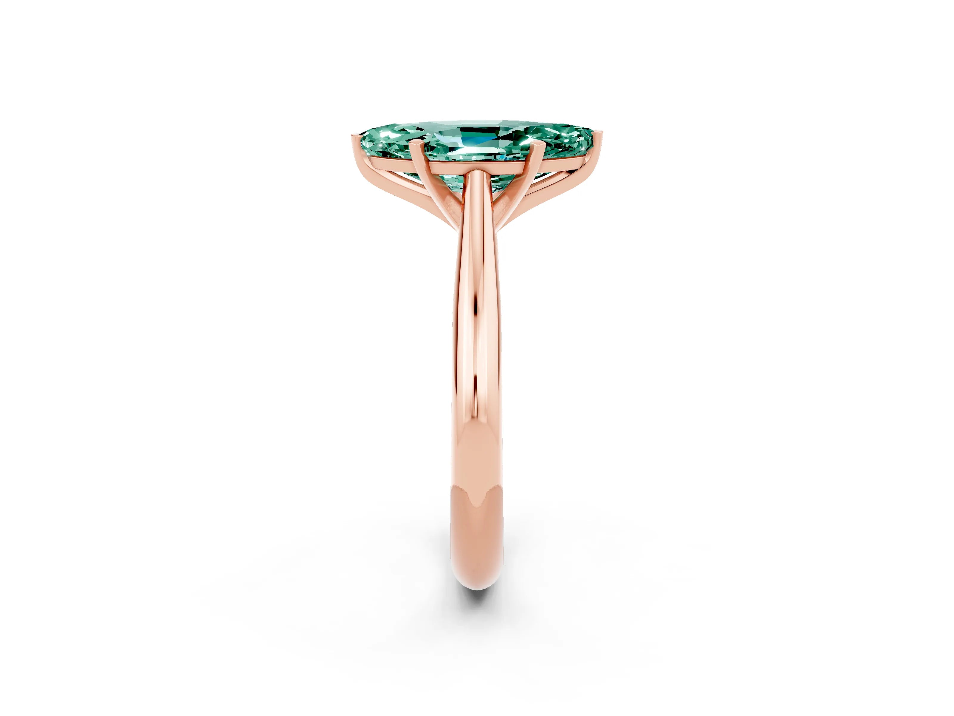 Rose gold Marquise Cut Green Sapphire Solitaire Engagement Ring with Cathedral Setting and Four-Prong Mount_14