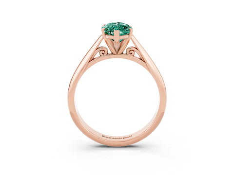 Rose gold Marquise Cut Green Sapphire Solitaire Engagement Ring with Cathedral Setting and Four-Prong Mount_15