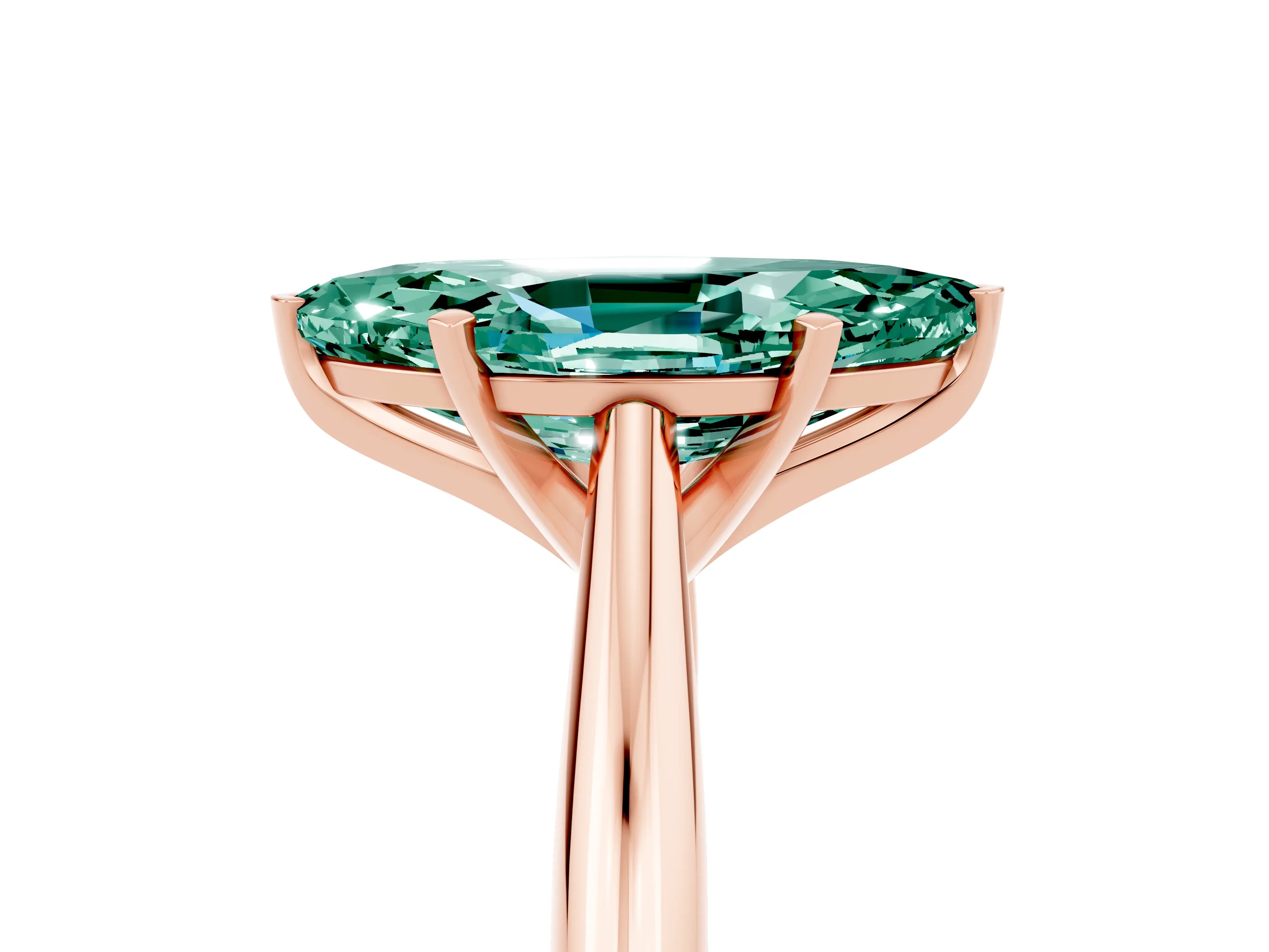 Rose gold Marquise Cut Green Sapphire Solitaire Engagement Ring with Cathedral Setting and Four-Prong Mount_17