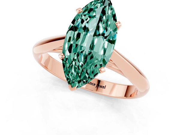 Rose gold Marquise Cut Green Sapphire Solitaire Engagement Ring with Cathedral Setting and Four-Prong Mount