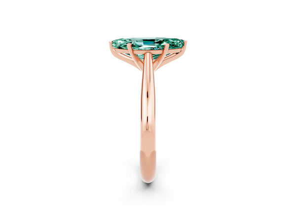 Rose gold Marquise Cut Green Sapphire Solitaire Engagement Ring with Cathedral Setting and Four-Prong Mount
