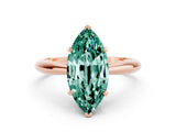 Rose gold Marquise Cut Green Sapphire Solitaire Engagement Ring with Cathedral Setting and Four-Prong Mount_24