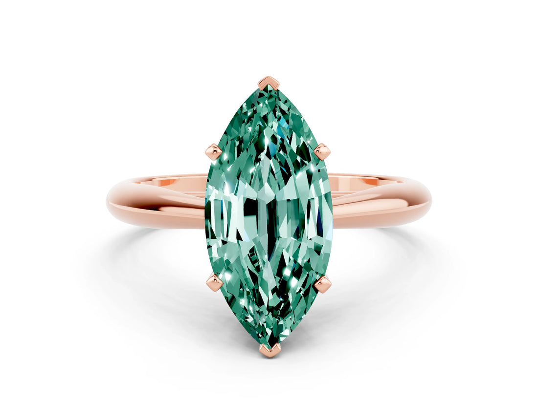 Rose gold Marquise Cut Green Sapphire Solitaire Engagement Ring with Cathedral Setting and Four-Prong Mount_30