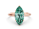Rose gold Marquise Cut Green Sapphire Solitaire Engagement Ring with Cathedral Setting and Four-Prong Mount_30