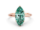 Rose gold Marquise Cut Green Sapphire Solitaire Engagement Ring with Cathedral Setting and Four-Prong Mount_66
