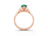 Rose gold Marquise Cut Green Sapphire Solitaire Engagement Ring with Cathedral Setting and Four-Prong Mount_69