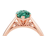 Rose gold Marquise Cut Green Sapphire Solitaire Engagement Ring with Cathedral Setting and Four-Prong Mount_70