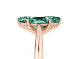 Rose gold Marquise Cut Green Sapphire Solitaire Engagement Ring with Cathedral Setting and Four-Prong Mount_71