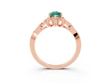 Rose gold Marquise Cut Green Sapphire Solitaire Engagement Ring with Celtic Knot Band and Four-Prong Setting_3
