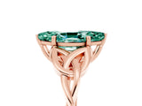 Rose gold Marquise Cut Green Sapphire Solitaire Engagement Ring with Celtic Knot Band and Four-Prong Setting_5