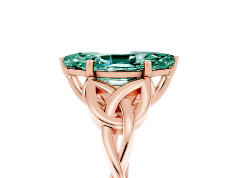 Rose gold Marquise Cut Green Sapphire Solitaire Engagement Ring with Celtic Knot Band and Four-Prong Setting_5
