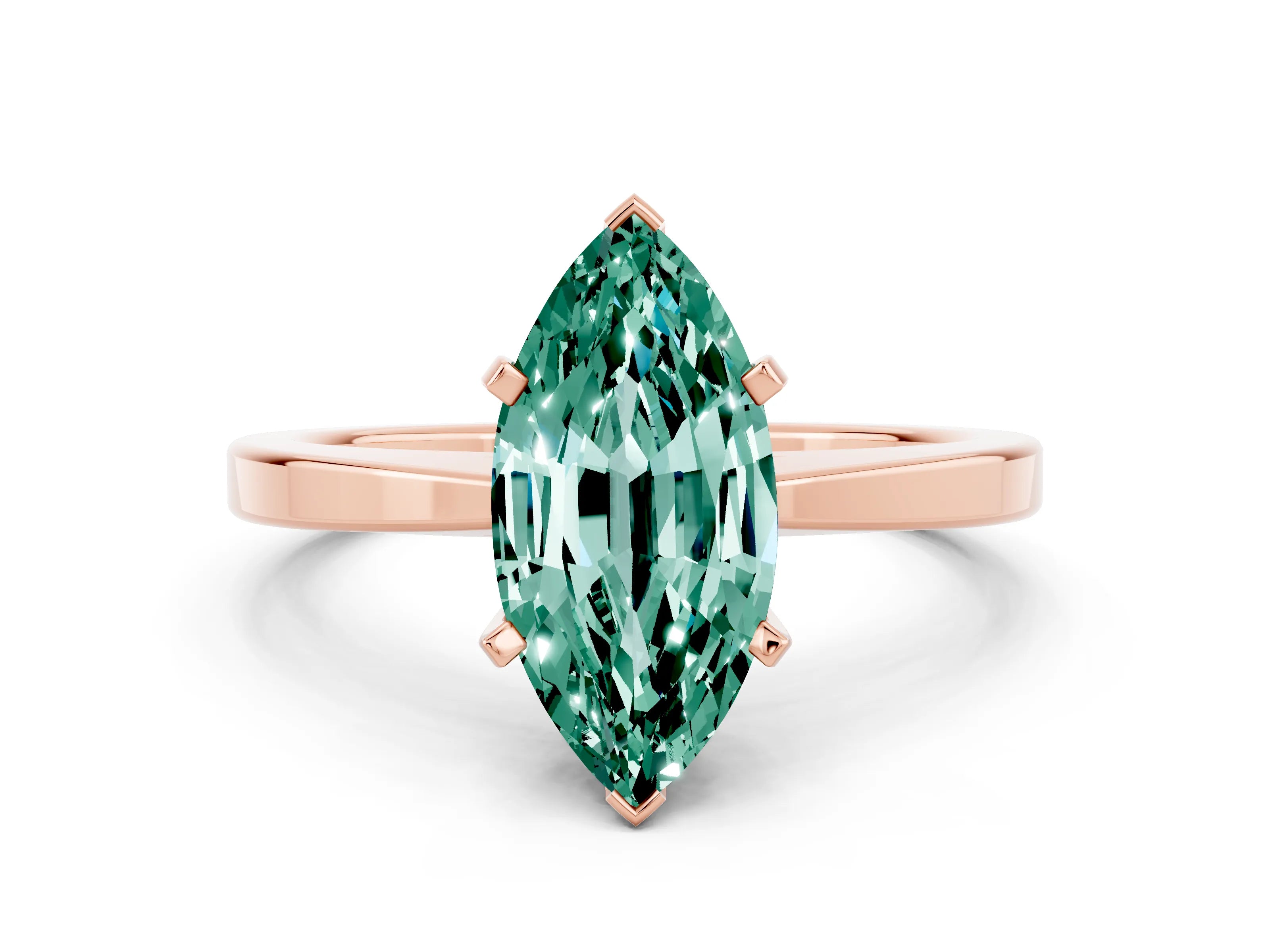 Rose gold Marquise Cut Green Sapphire Solitaire Engagement Ring with Classic Band and Four-Prong Setting_24
