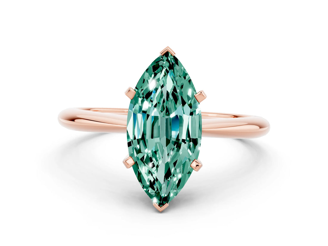 Rose gold Marquise Cut Green Sapphire Solitaire Engagement Ring with Classic Band and Four-Prong Setting_24