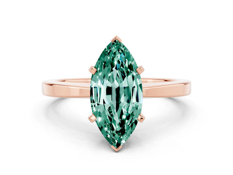 Rose gold Marquise Cut Green Sapphire Solitaire Engagement Ring with Classic Band and Four-Prong Setting_24