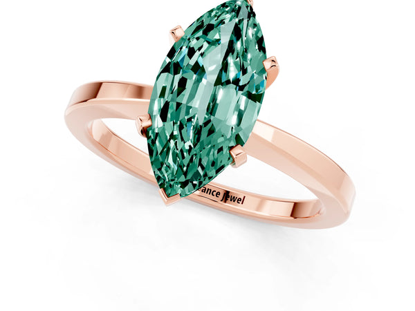 Rose gold Marquise Cut Green Sapphire Solitaire Engagement Ring with Classic Band and Four-Prong Setting