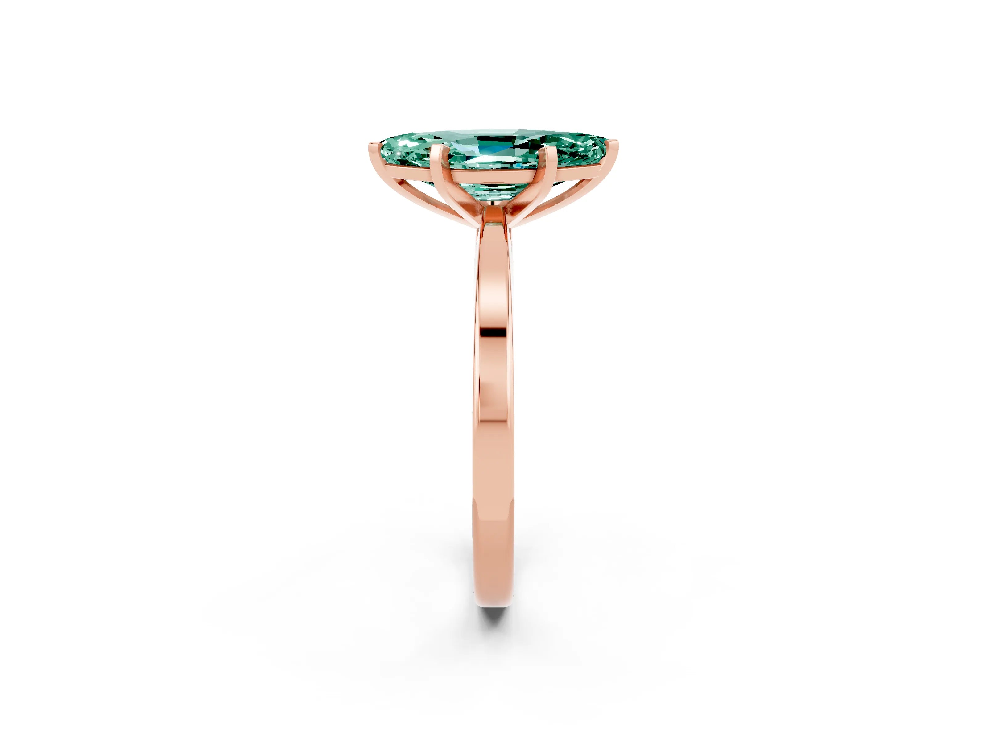 Rose gold Marquise Cut Green Sapphire Solitaire Engagement Ring with Classic Band and Four-Prong Setting_26
