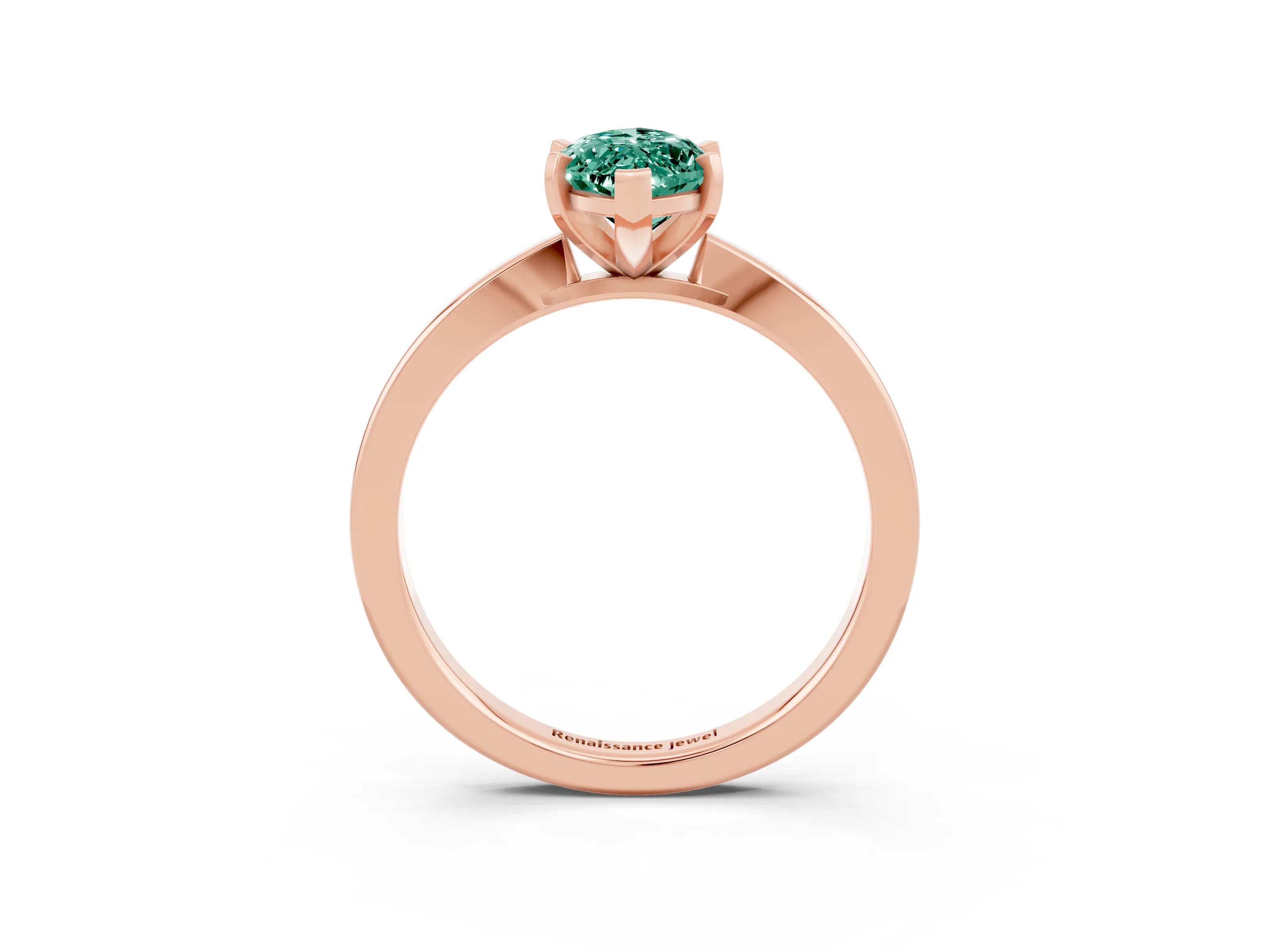Rose gold Marquise Cut Green Sapphire Solitaire Engagement Ring with Classic Band and Four-Prong Setting_27