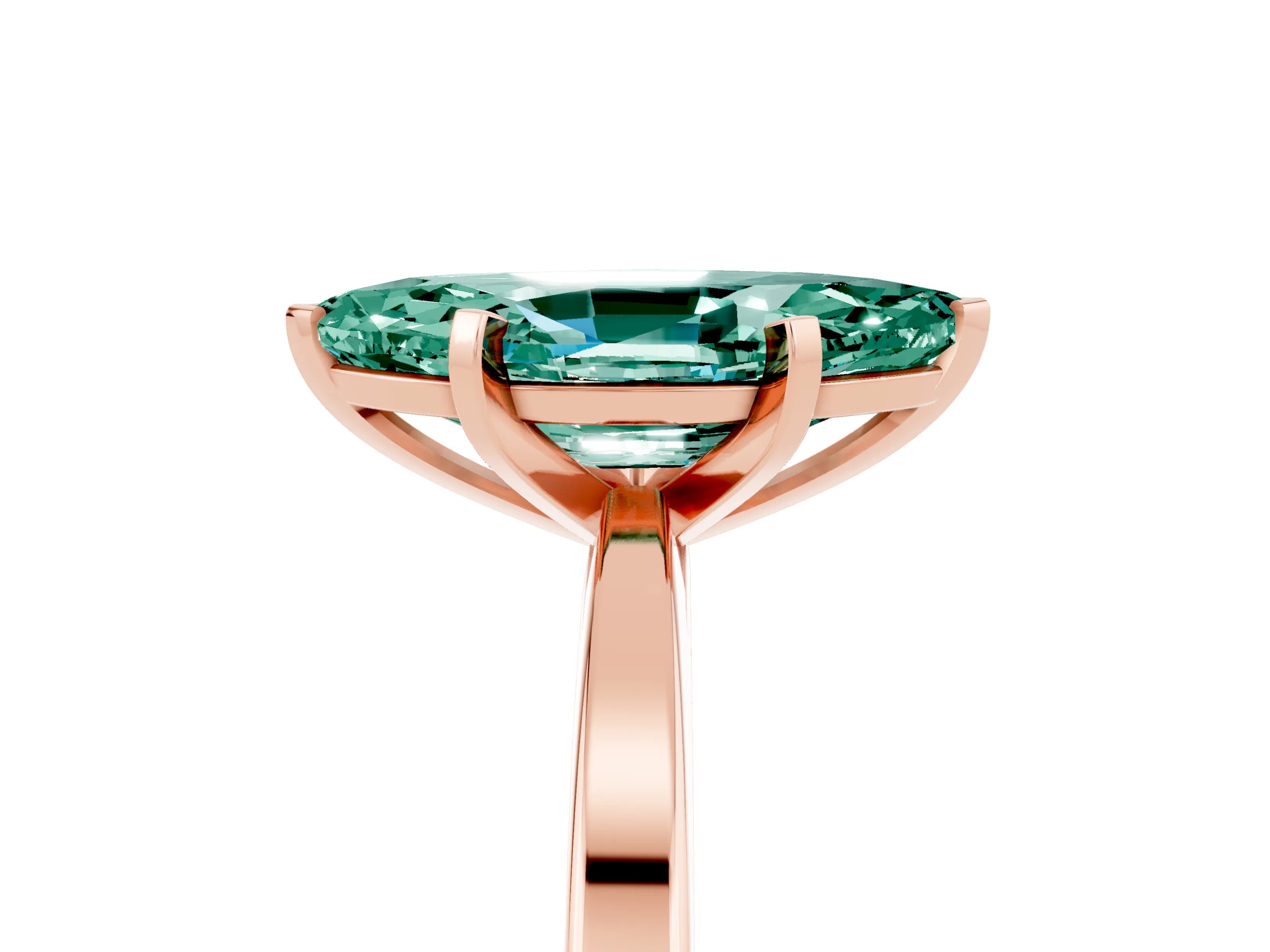 Rose gold Marquise Cut Green Sapphire Solitaire Engagement Ring with Classic Band and Four-Prong Setting_29