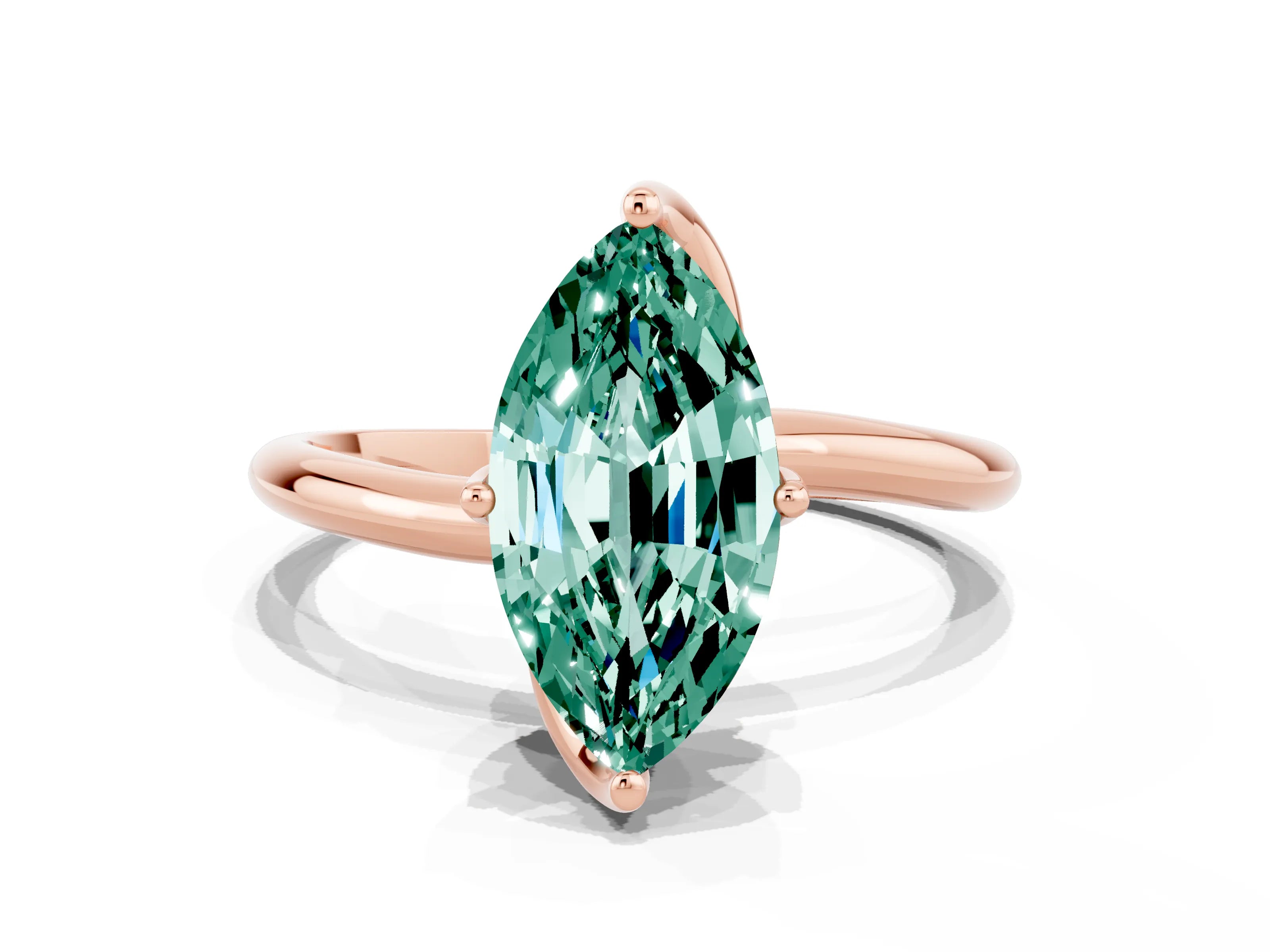 Rose gold Marquise Cut Green Sapphire Solitaire Engagement Ring with Four-Prong Setting and Classic Band_12