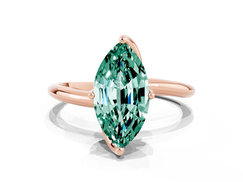 Rose gold Marquise Cut Green Sapphire Solitaire Engagement Ring with Four-Prong Setting and Classic Band_12