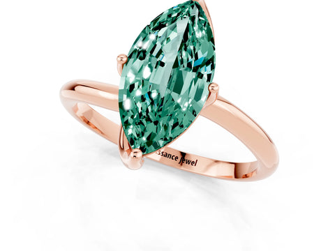 Rose gold Marquise Cut Green Sapphire Solitaire Engagement Ring with Four-Prong Setting and Classic Band_13