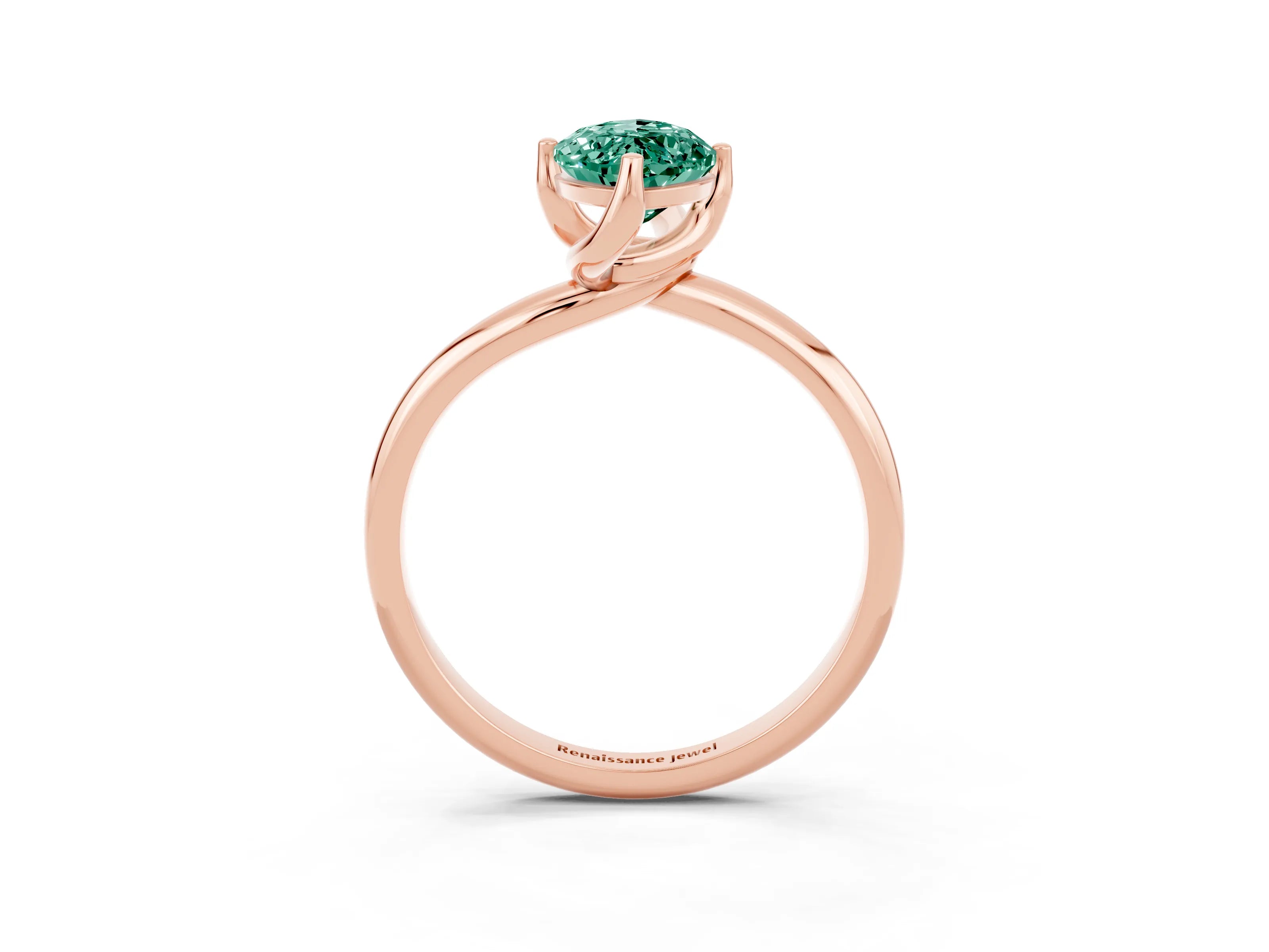 Rose gold Marquise Cut Green Sapphire Solitaire Engagement Ring with Four-Prong Setting and Classic Band_15