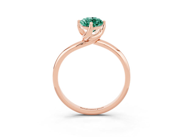 Rose gold Marquise Cut Green Sapphire Solitaire Engagement Ring with Four-Prong Setting and Classic Band