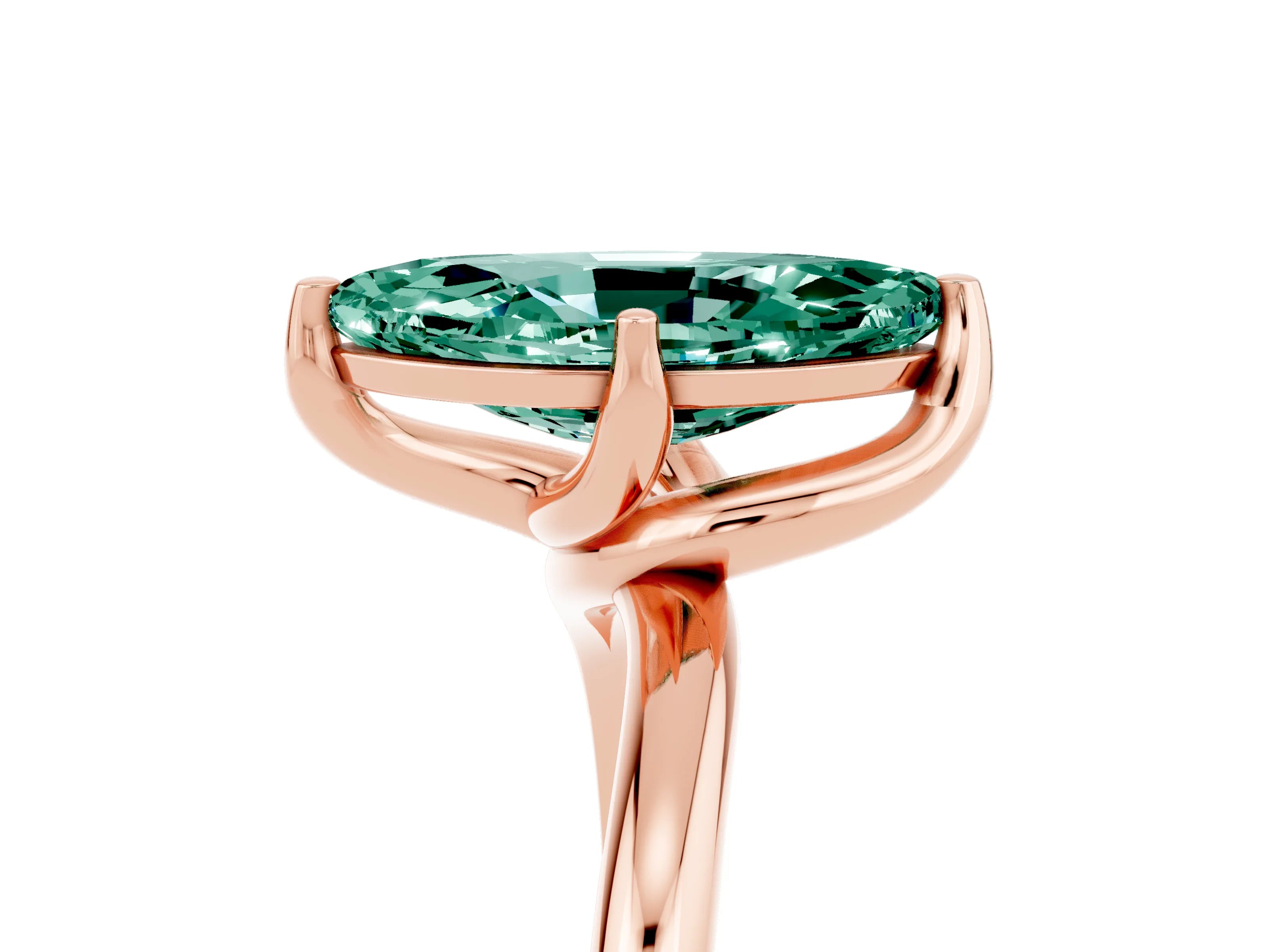 Rose gold Marquise Cut Green Sapphire Solitaire Engagement Ring with Four-Prong Setting and Classic Band_17