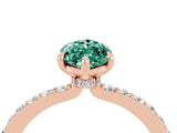 Rose gold Marquise Cut Green Sapphire Solitaire Engagement Ring with Pavé Band and Four-Prong Setting_4
