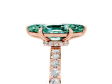 Rose gold Marquise Cut Green Sapphire Solitaire Engagement Ring with Pavé Band and Four-Prong Setting_5