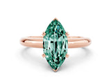 Rose gold Marquise Cut Green Sapphire Solitaire Engagement Ring with Round Band and Four-Prong Setting