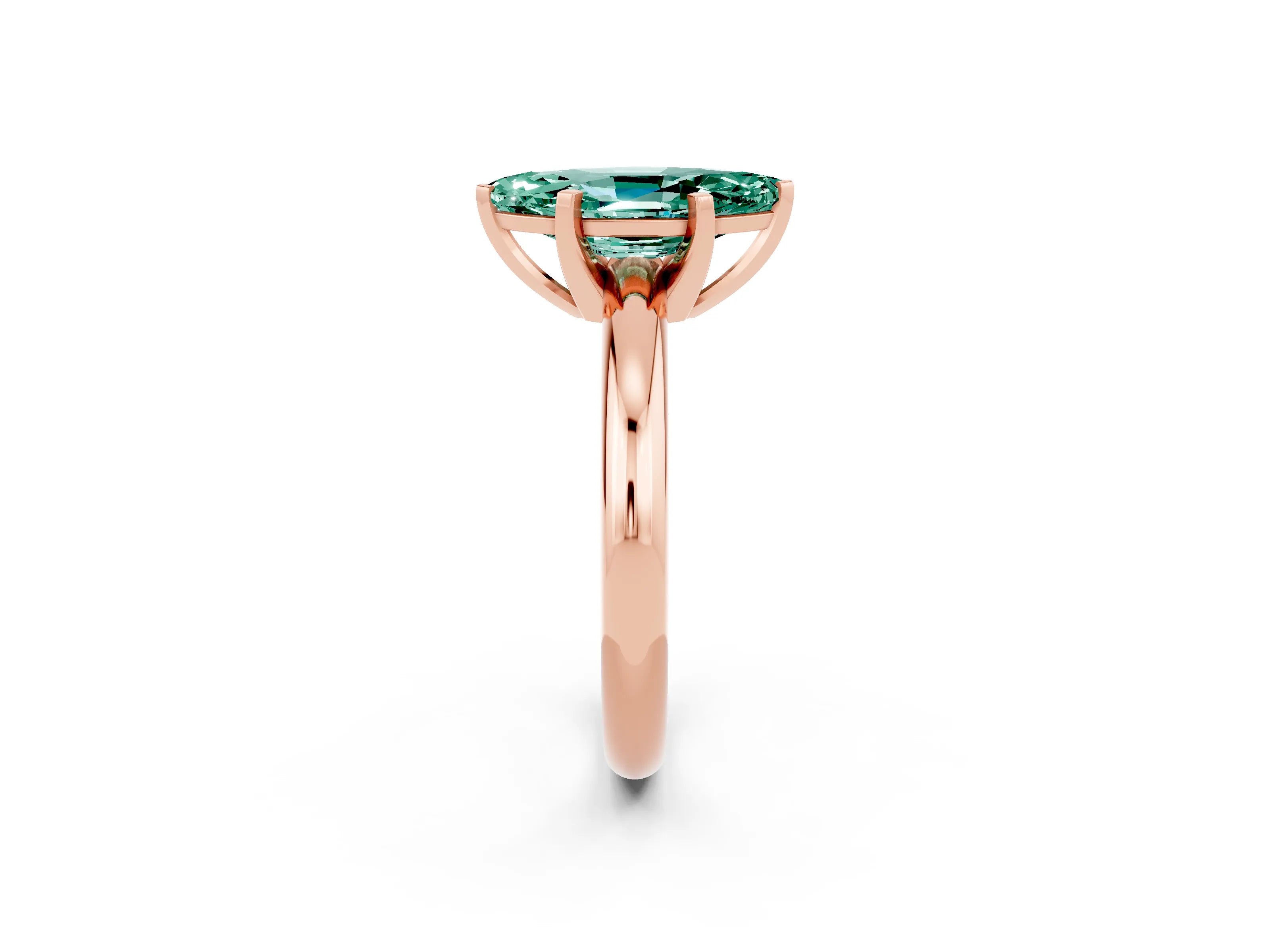 Rose gold Marquise Cut Green Sapphire Solitaire Engagement Ring with Round Band and Four-Prong Setting_2
