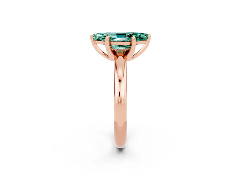 Rose gold Marquise Cut Green Sapphire Solitaire Engagement Ring with Round Band and Four-Prong Setting_2