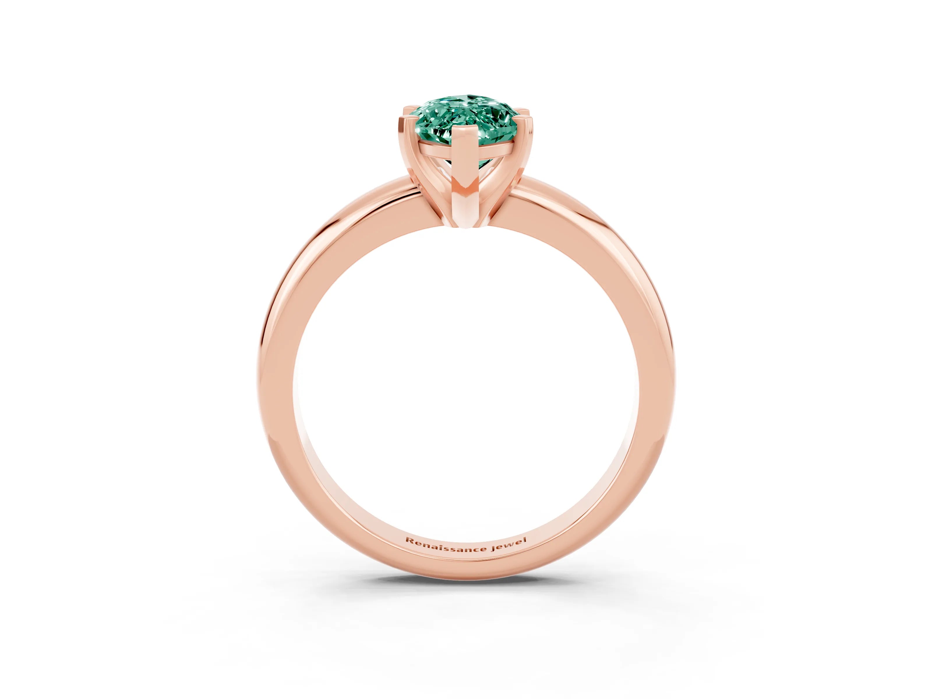 Rose gold Marquise Cut Green Sapphire Solitaire Engagement Ring with Round Band and Four-Prong Setting_3