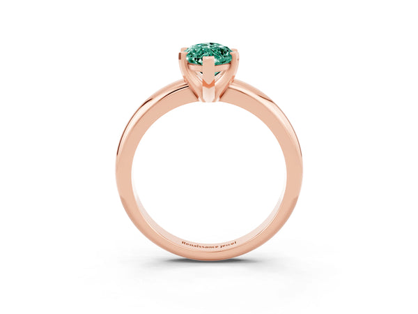 Rose gold Marquise Cut Green Sapphire Solitaire Engagement Ring with Round Band and Four-Prong Setting