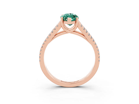 Rose gold Marquise Cut Green Sapphire Solitaire Engagement Ring with Split Shank Pavé Band_3