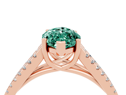 Rose gold Marquise Cut Green Sapphire Solitaire Engagement Ring with Split Shank Pavé Band_4