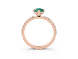 Rose gold Marquise Cut Green Sapphire Solitaire Pavé Band with Four-Prong Setting_3