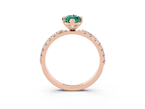 Rose gold Marquise Cut Green Sapphire Solitaire Pavé Band with Four-Prong Setting_3