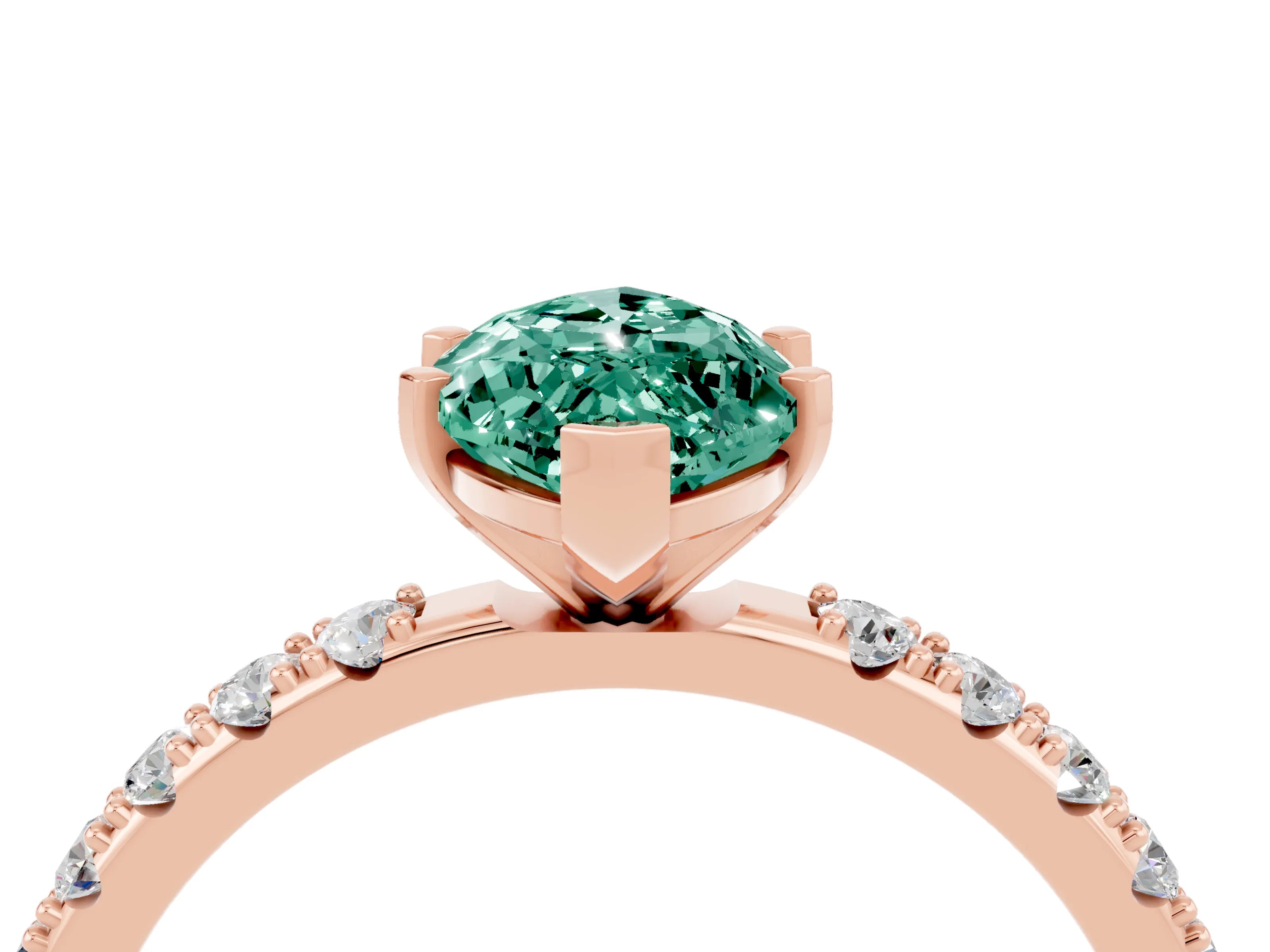 Rose gold Marquise Cut Green Sapphire Solitaire Pavé Band with Four-Prong Setting_4